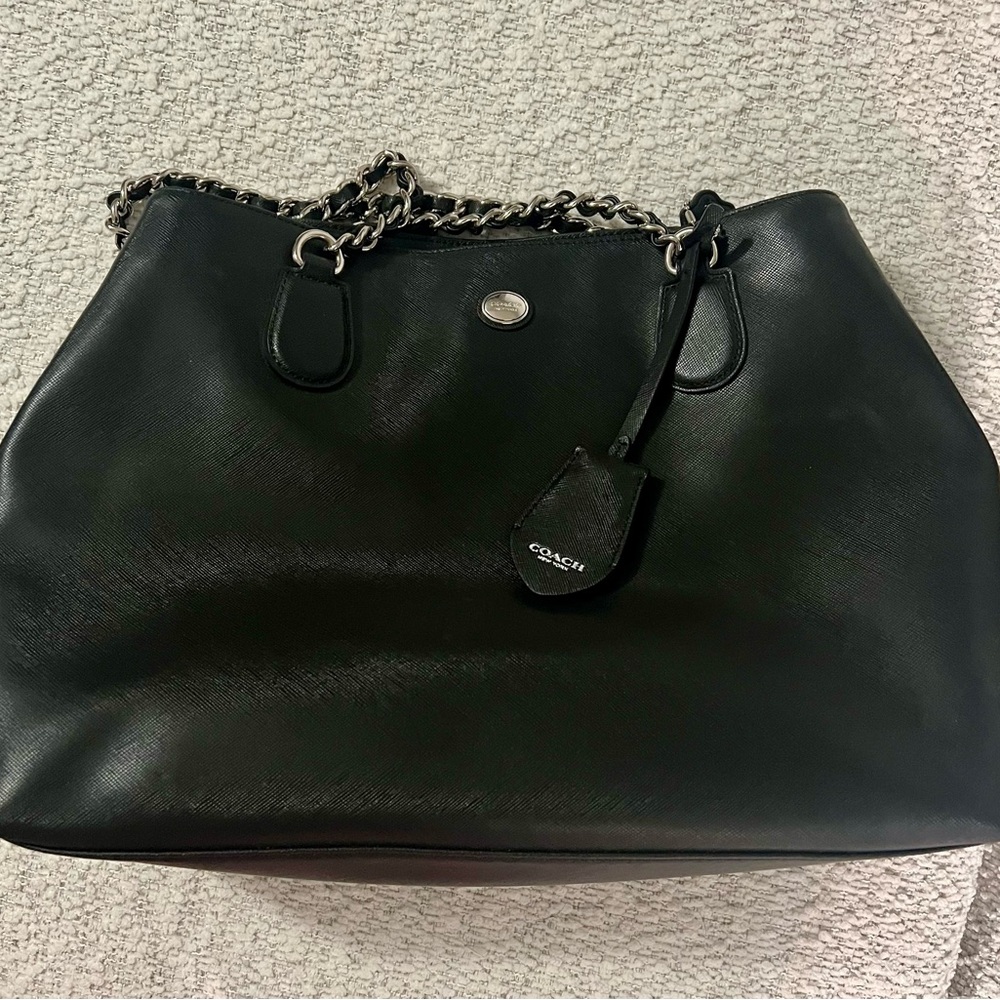 Coach Black Leather Chain Shoulder Bag